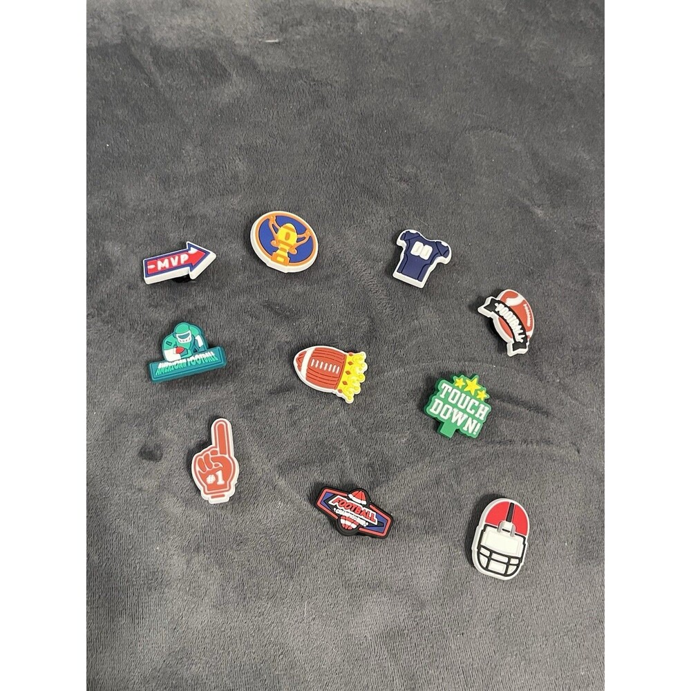 NEW Football Themed Shoe Charms For Crocs & Bracelets - Set Of 10